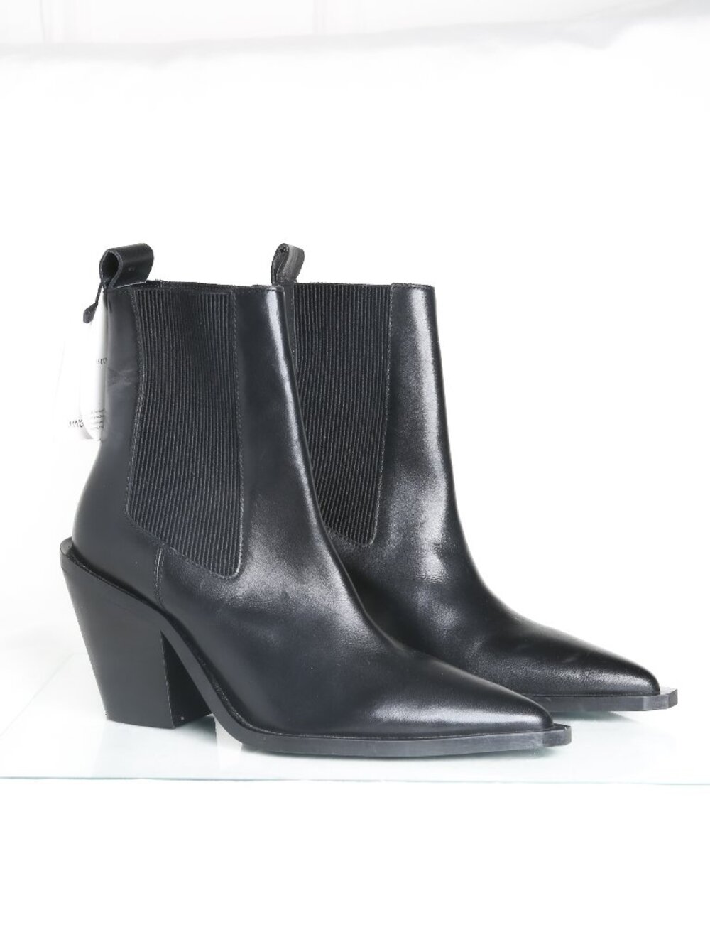 MANGO Tex 100% Leather Block Heel Western Boots